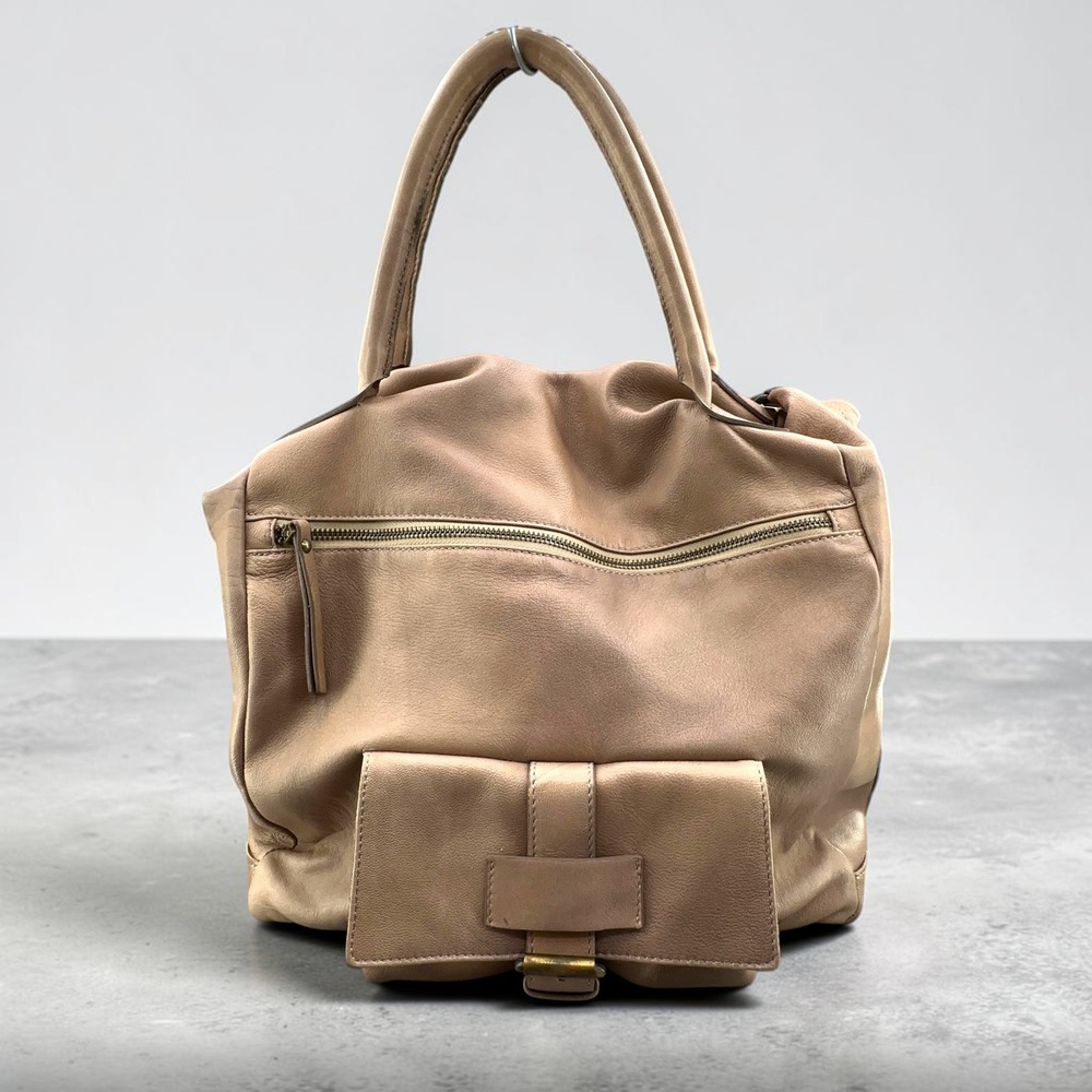 Gianni Notaro Bag Large Nude Leather Hobo Crossbody Shoulder Purse Made in Italy